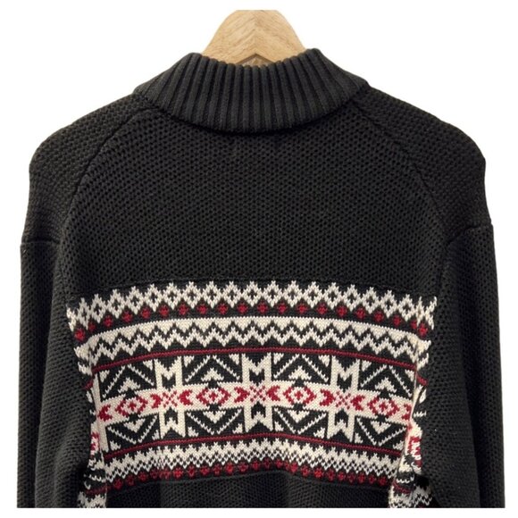 Izod Black & Red Quarter Zip Fair Isle Warm Sweater - Picture 7 of 8